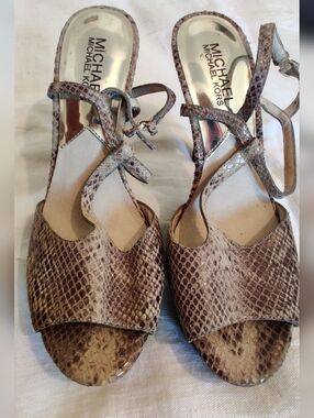 Michael Kors Leather Snakeskin Strappy Heels